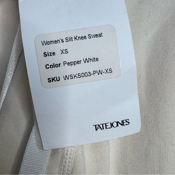 NWT Tate Jones WOMEN'S SLIT KNEE SWEAT Pepper White XS $195 MSRP - Picture 10 of 11